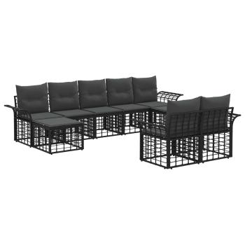 Outdoor-Sofagarnitur 9 stk. Schwarz und Dunkelgrau Polyester