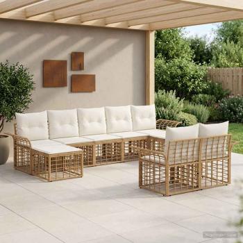 ARDEBO.de - Outdoor-Sofagarnitur 9 Stk. Natürlich und Cremweiß Polyester