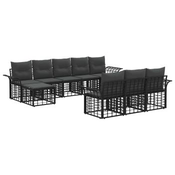 Outdoor-Sofagarnitur 10 stk. Schwarz und Dunkelgrau Polyester