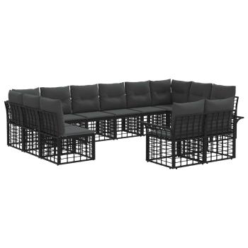 Outdoor-Sofagarnitur 12 stk. Schwarz und Dunkelgrau Polyester
