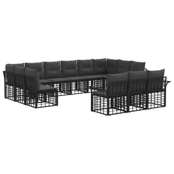 Outdoor-Sofagarnitur 13 stk. Schwarz und Dunkelgrau Polyester
