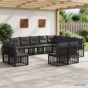 ARDEBO.de - Outdoor-Sofagarnitur 12 stk. Schwarz und Dunkelgrau Polyester