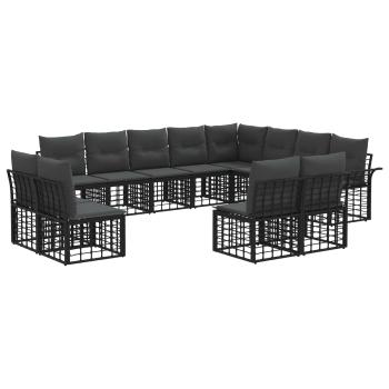Outdoor-Sofagarnitur 12 stk. Schwarz und Dunkelgrau Polyester