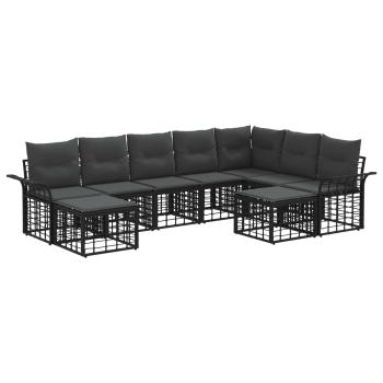 Outdoor-Sofagarnitur 9 stk. Schwarz und Dunkelgrau Polyester