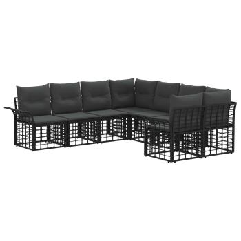 Outdoor-Sofagarnitur 8 stk. Schwarz und Dunkelgrau Polyester
