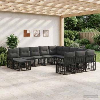 ARDEBO.de - Gartensofa-set 12 stk. Schwarz und Dunkelgrau Poly-Rattan