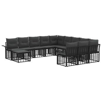 Gartensofa-set 12 stk. Schwarz und Dunkelgrau Poly-Rattan