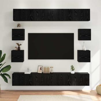 ARDEBO.de - TV-Schrankset 8 Stk. Schwarze Eiche Holzwerkstoff