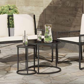 ARDEBO.de - Kaffeetisch Set 2 stk. Schwarz 55 x 55 x 45 cm Glas