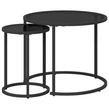 Kaffeetisch Set 2 stk. Schwarz 55 x 55 x 45 cm Glas