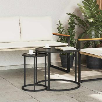 Kaffeetisch Set 2 stk. Schwarz 55 x 55 x 45 cm Glas