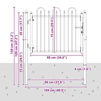 Zauntor DRONTEN 100 x 75 cm Metall Schwarz Abschließbar