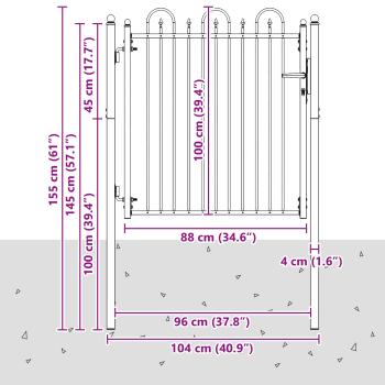 Zauntor DRONTEN 100 x 100 cm Metall Schwarz Abschließbar
