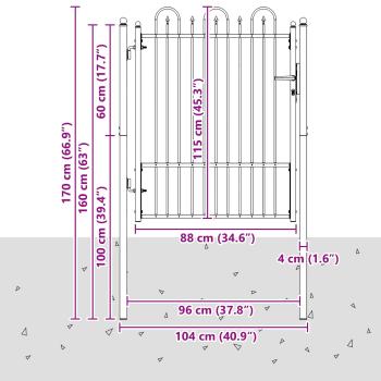Zauntor DRONTEN 100 x 125 cm Metall Schwarz Abschließbar