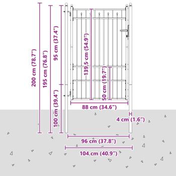 Zauntor BAARLO 100 x 150 cm Metall Schwarz Abschließbar