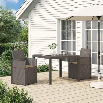 ARDEBO.de - Garten Esszimmerstühle 2 stk. Hellgrau und Taupe PP