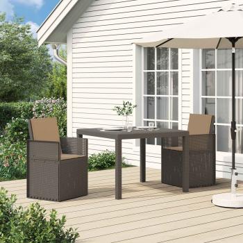 ARDEBO.de - Garten Esszimmerstühle 2 stk. Hellgrau und Taupe PP