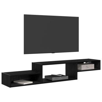 Wandmontierter TV-Schrank Wandhalterung Schwarze Eiche