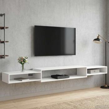 Wandmontierter TV-Schrank Wandhalterung Weiß 220 x 28 x 21 cm