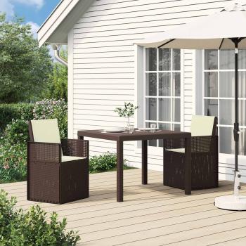 ARDEBO.de - Garten Esszimmerstühle 2 stk. Braun und Creme PP