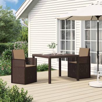 ARDEBO.de - Garten Esszimmerst?hle 2 stk. Braun und Taupe PP