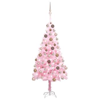 ARDEBO.de - Künstlicher Weihnachtsbaum mit Beleuchtung & Kugeln Rosa 120cm