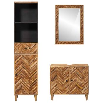 Badezimmerschrank-Set mit Schubladen 3 pcs Massivholz Mango