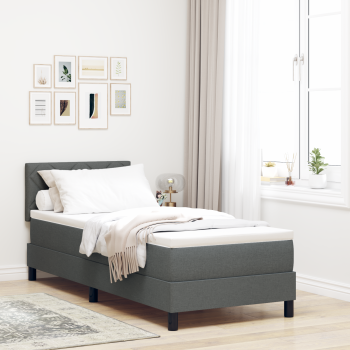 Boxspringbett mit Kopfteil Dunkelgrau 80 x 200 cm Stoff