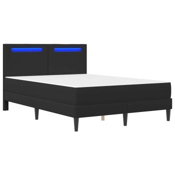 Bettrahmen mit LED-Lichtleisten Schwarz 120 x 190 cm Kunstleder