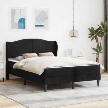 ARDEBO.de - Bettrahmen mit Kopfteil Schwarz 160 x 200 cm Samt