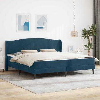 ARDEBO.de - Bettrahmen mit Kopfteil Blau 200 x 200 cm Samt