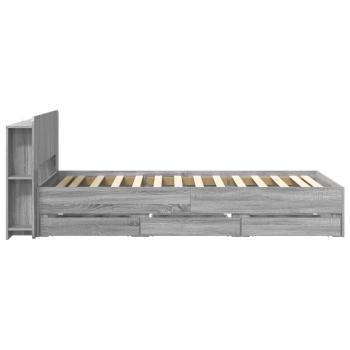 Bettgestell mit Stauraum und Kopfteil Sonoma-Grau 90 x 190 cm