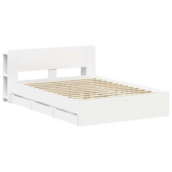 Bettgestell mit Stauraum und Kopfteil Weiß 150 x 200 cm