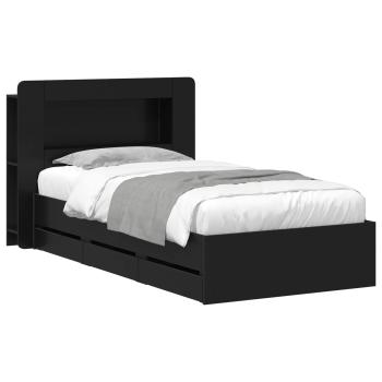 Bettgestell mit Stauraum Schwarz 90 x 190 cm Holzwerkstoff