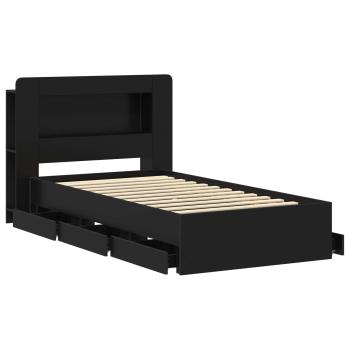 Bettgestell mit Stauraum Schwarz 90 x 190 cm Holzwerkstoff