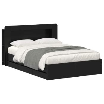 Bettgestell mit Stauraum und Kopfteil Schwarz 150 x 200 cm