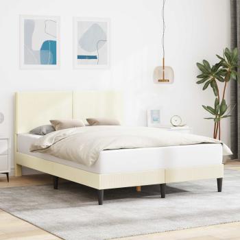 ARDEBO.de - Bettrahmen mit Kopfteil Creme 120 x 200 cm Cordstoff