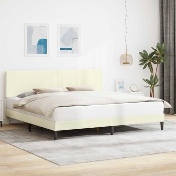 ARDEBO.de - Bettrahmen mit Kopfteil Creme 200 x 200 cm Cordstoff