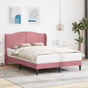 ARDEBO.de - Bettrahmen mit Kopfteil Rosa 140 x 190 cm Samt