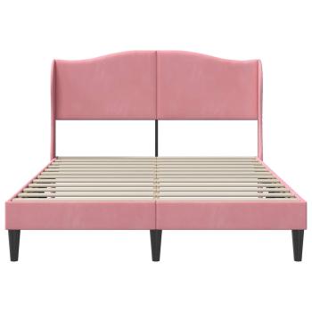 Bettrahmen mit Kopfteil Rosa 140 x 190 cm Samt