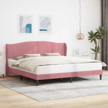 ARDEBO.de - Bettrahmen mit Kopfteil Rosa 200 x 200 cm Samt