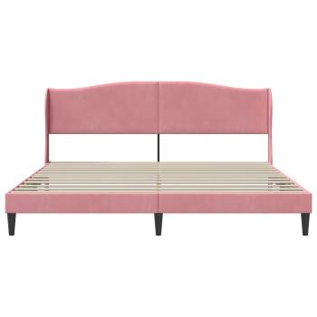 Bettrahmen mit Kopfteil Rosa 200 x 200 cm Samt