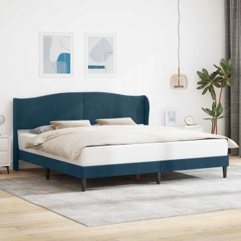 ARDEBO.de - Bettrahmen mit Kopfteil Blau 200 x 200 cm Samt