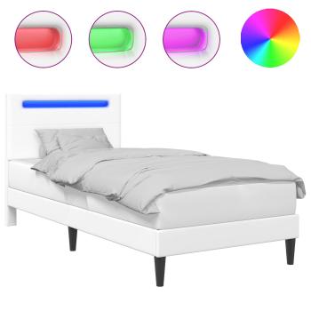 Bettrahmen mit LED-Lichtleisten Weiß 80 x 200 cm Kunstleder