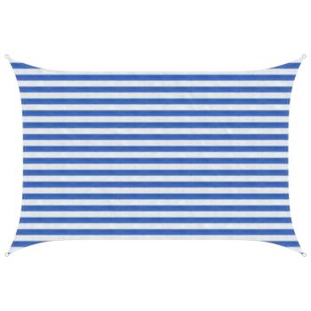 ARDEBO.de - Sonnensegel 2 x 3,5 m HDPE Rechteckig Blau und Weiß