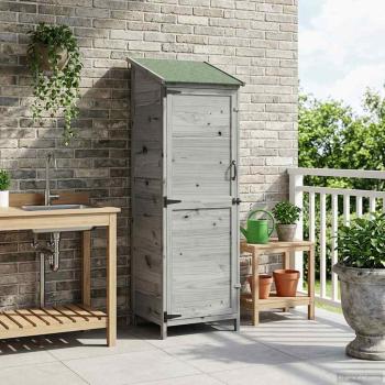 ARDEBO.de - Gartenschuppen Grau 59,5 x 56 x 176,5 cm Massivholz aus Fichte