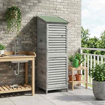 ARDEBO.de - Gartenschuppen Grau 59 x 56 x 176 cm Massivholz aus Fichte