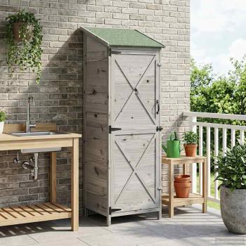 ARDEBO.de - Gartenschuppen Grau 59,5 x 56 x 176,5 cm Massivholz aus Fichte