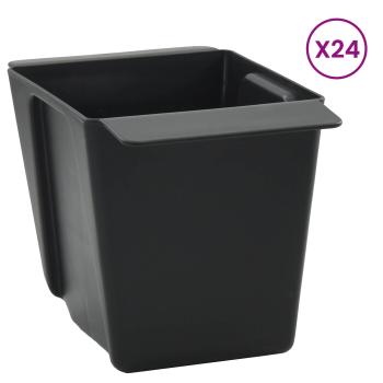 Blumenboxen für Euro-Paletten 24 stk. Schwarz 13,5 x 9 x 9,5 cm