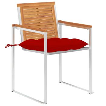 Gartenstühle mit Kissen 2 Stk. Massivholz Akazie und Stahl